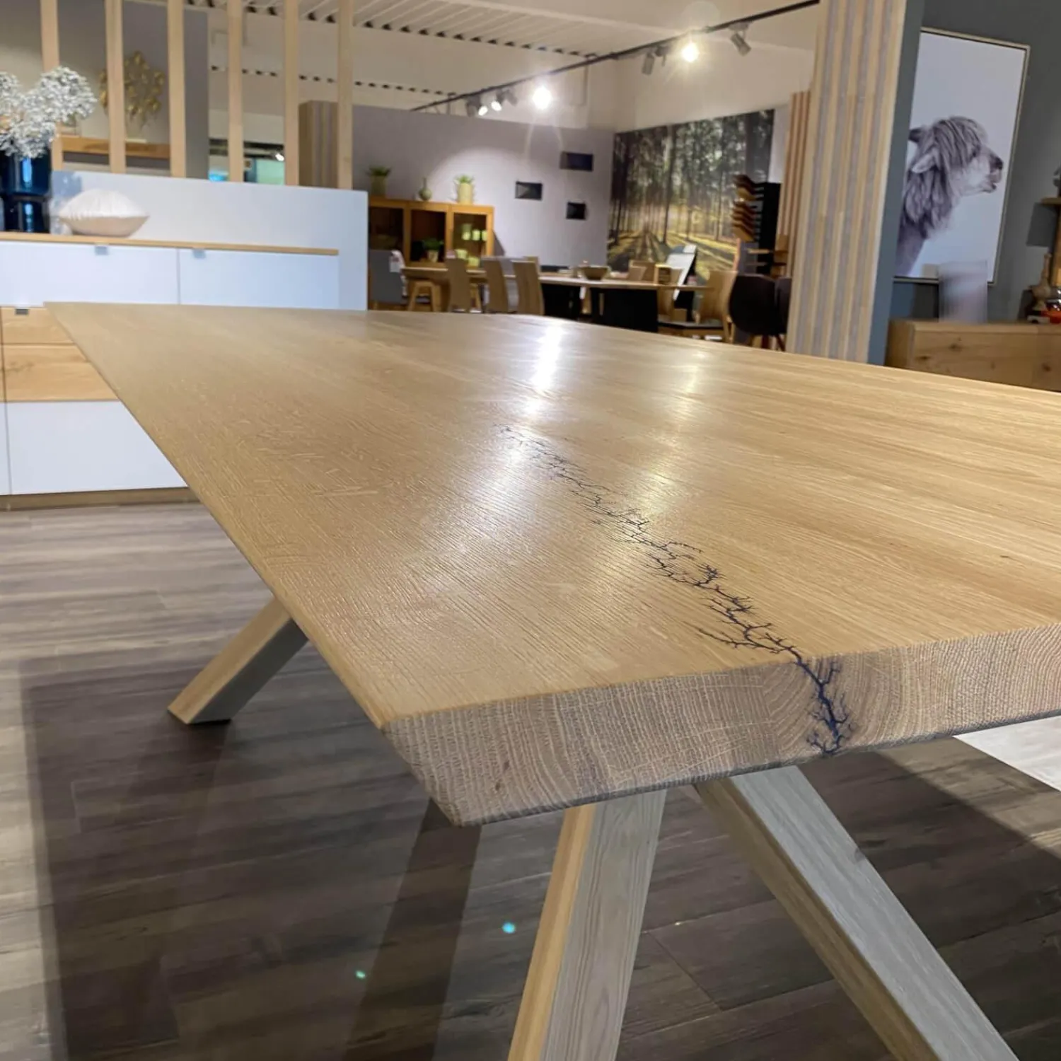 Wimmer Essgruppen|Essgruppe Signatura In Rustikal Asteiche Bianco Polsterbezug Grau Blau Mit 3 Stühlen Milo