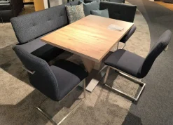 K+W Essgruppen|Essgruppe Step Two 343021 Bank Und Stuhl Stoff 2255 58 Marine Blau Tisch Arsian Eiche Nachbildung