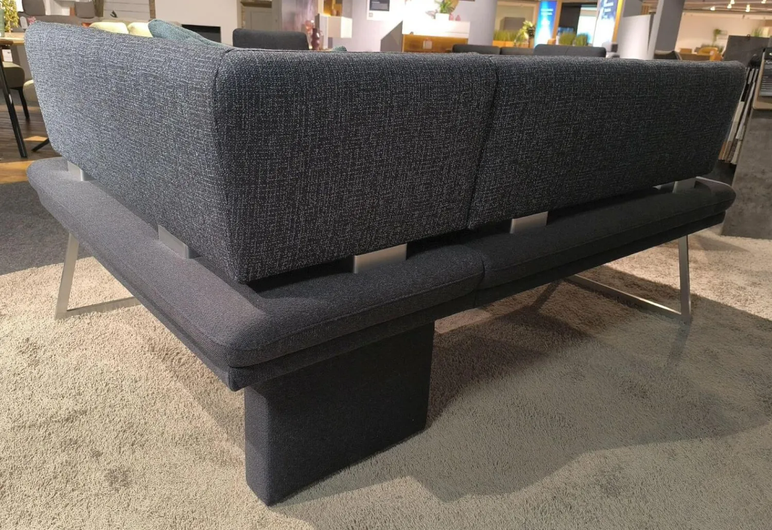 K+W Essgruppen|Essgruppe Step Two 343021 Bank Und Stuhl Stoff 2255 58 Marine Blau Tisch Arsian Eiche Nachbildung