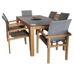 Stern Essgruppen|Essgruppe Teak Tischplatte Dektron Farbe Lava Anthrazit