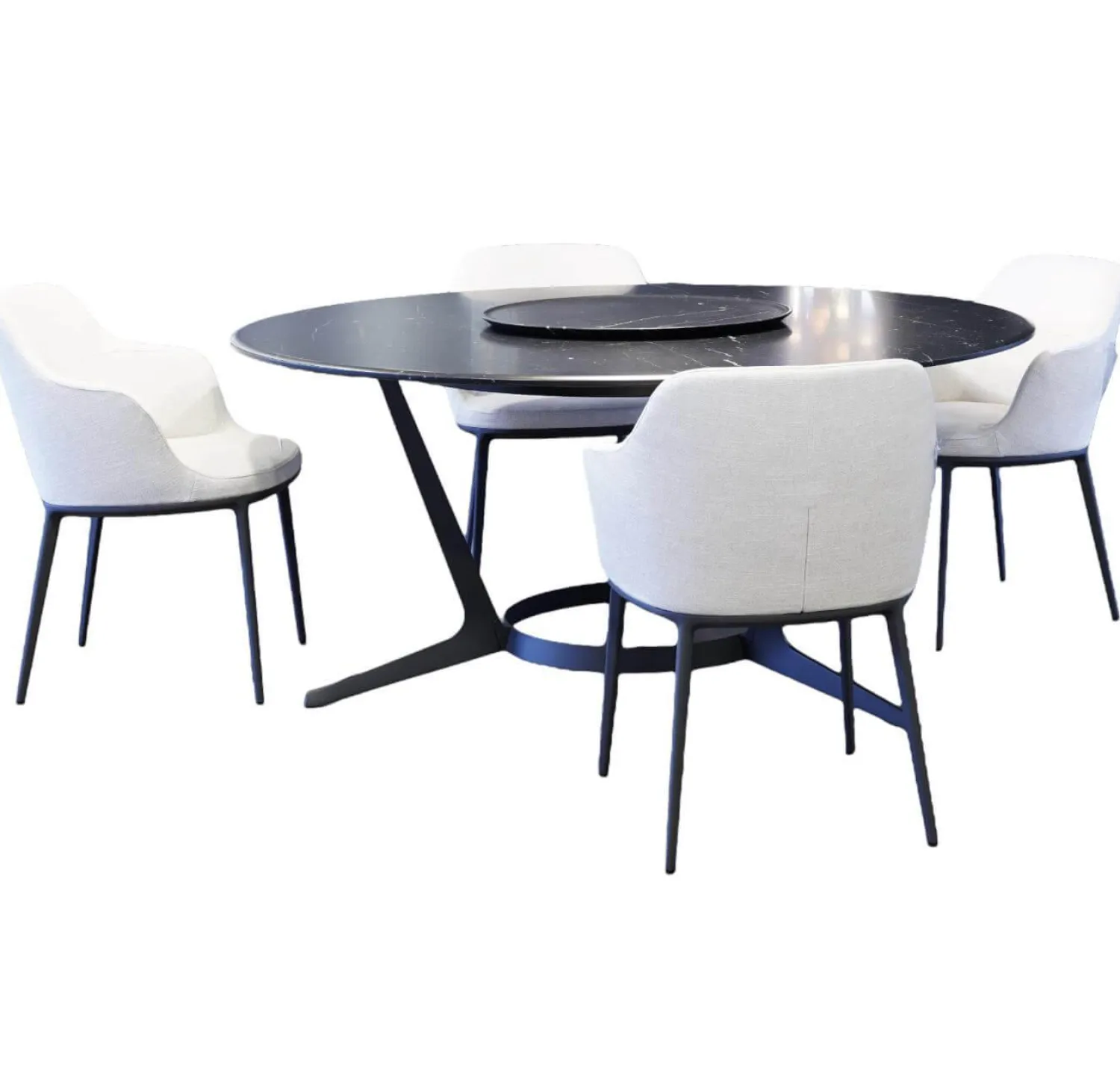 Maxalto Essgruppen|Essgruppe Tisch Astrum Marmor Maquinia Schwarz Matt mit 4 Stühlen Caratos