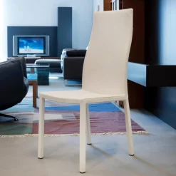 Bonaldo Essgruppen|Essgruppe Tisch Chat Lack Weiß Glas Weiß Ausziehbar mit 4 Stühlen Weiß