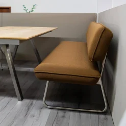 Venjakob Essgruppen|Essgruppe Tisch ET159 Platte Furniert Eiche Rustico Hell Geölt Gestell Edelstahloptik Mit 3 Drehstühlen Und Solitärbank