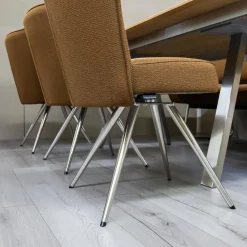 Venjakob Essgruppen|Essgruppe Tisch ET159 Platte Furniert Eiche Rustico Hell Geölt Gestell Edelstahloptik Mit 3 Drehstühlen Und Solitärbank