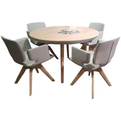 Team 7 Essgruppen|Essgruppe Tisch Flaye mit 4 Stühlen Aye Eiche Weißöl Massiv