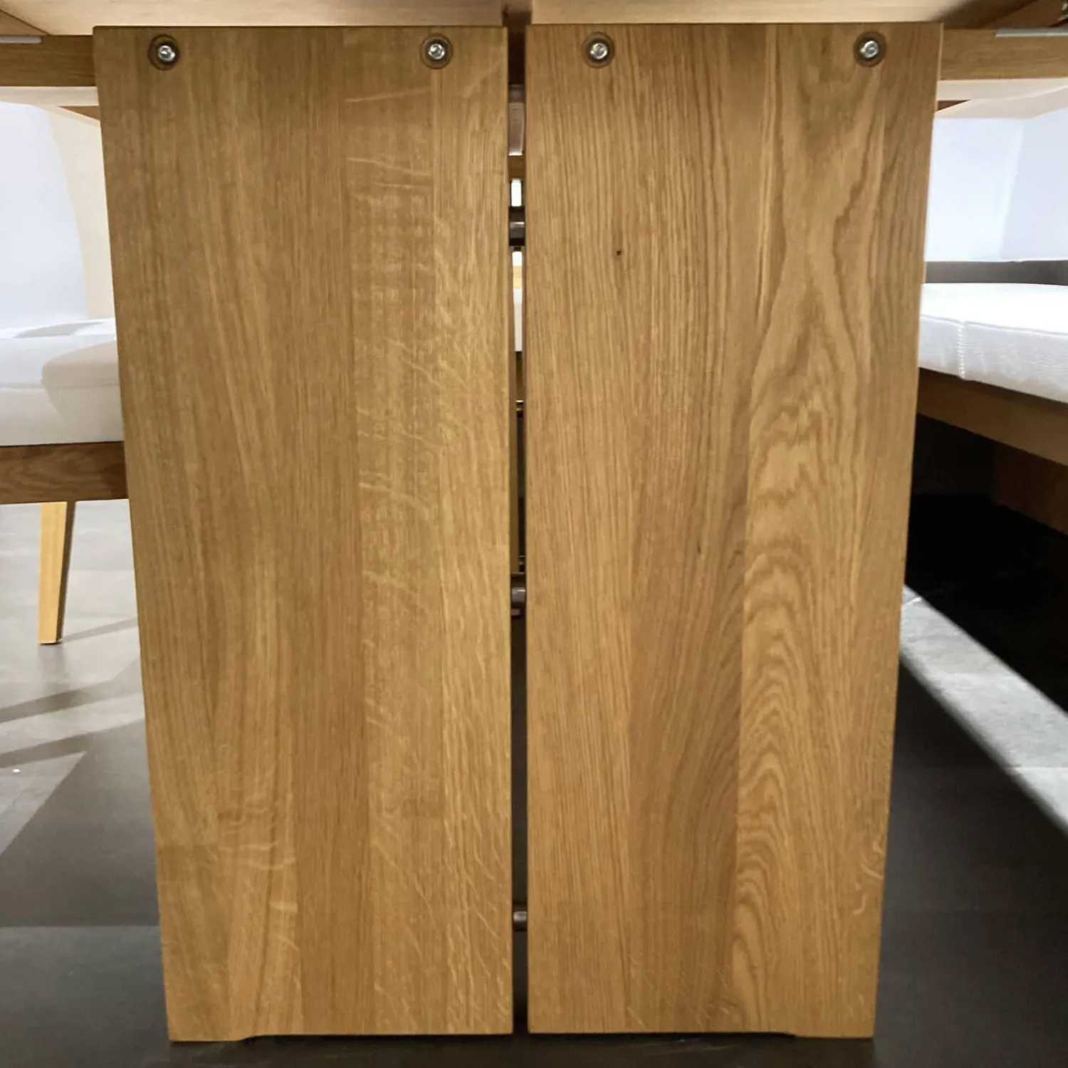 Decker Essgruppen|Essgruppe Vicenza Bank 3 Stühle Leder Weiß Tisch Eiche Massiv Geölt