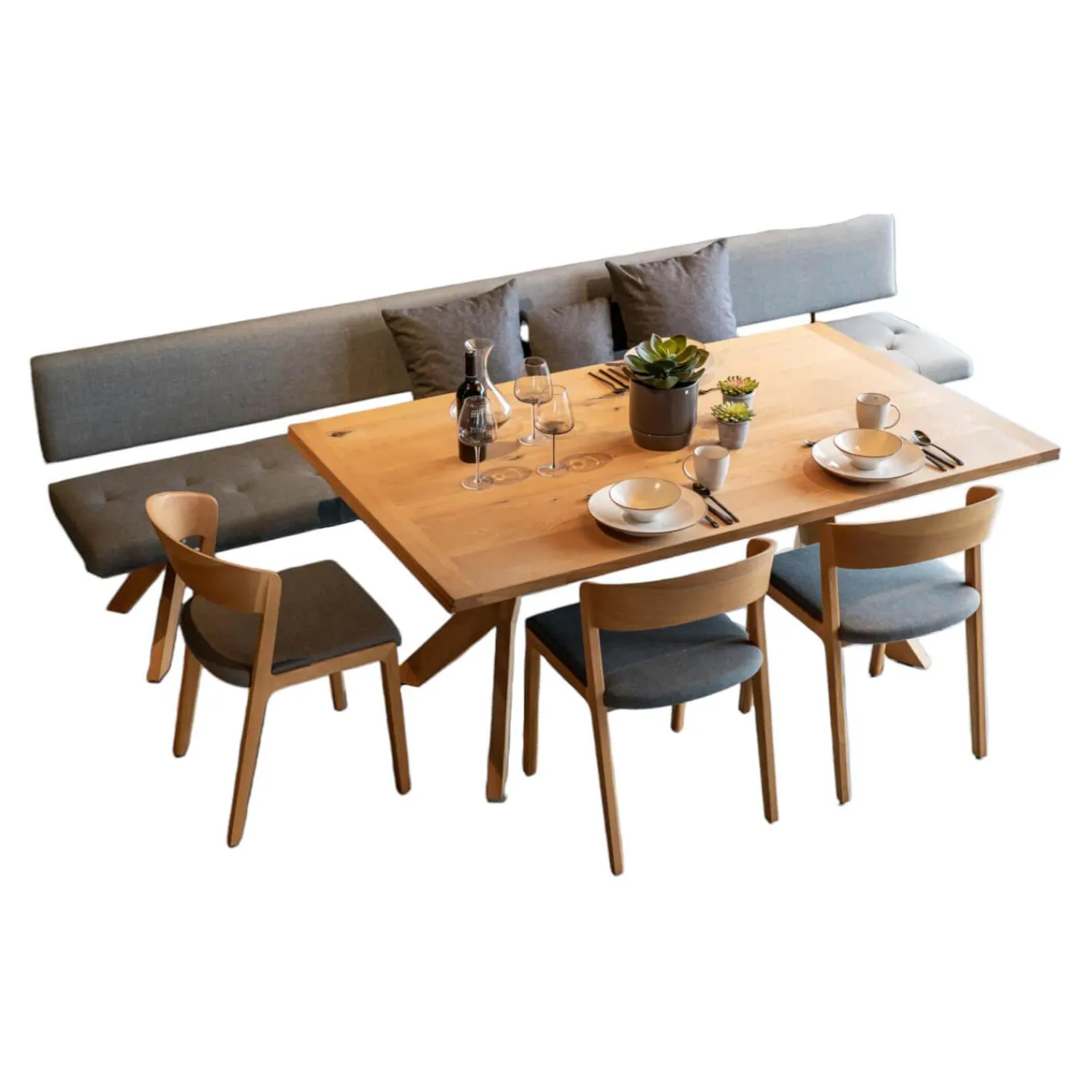 Team 7 Essgruppen|Essgruppe Yps mit Mylon Stühlen Yps Tisch Und Bank