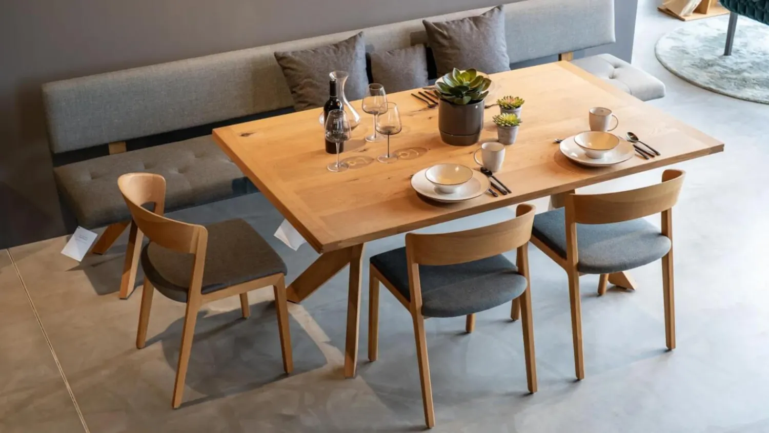 Team 7 Essgruppen|Essgruppe Yps mit Mylon Stühlen Yps Tisch Und Bank