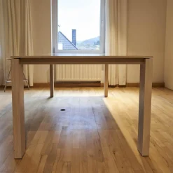 Rodam Esstische|Esstisch 3300 10 Kara Eiche 940 Kreideweiss Lackiert Maserung Quer