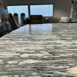 Draenert Esstische|Esstisch 1224 Adler II Stein Bootsförmig PG 2 Grigio Beola Sockel Edelstahl Oval Tischplatte Ausziehbar