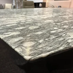 Draenert Esstische|Esstisch 1224 Adler II Stein Bootsförmig PG 2 Grigio Beola Sockel Edelstahl Oval Tischplatte Ausziehbar