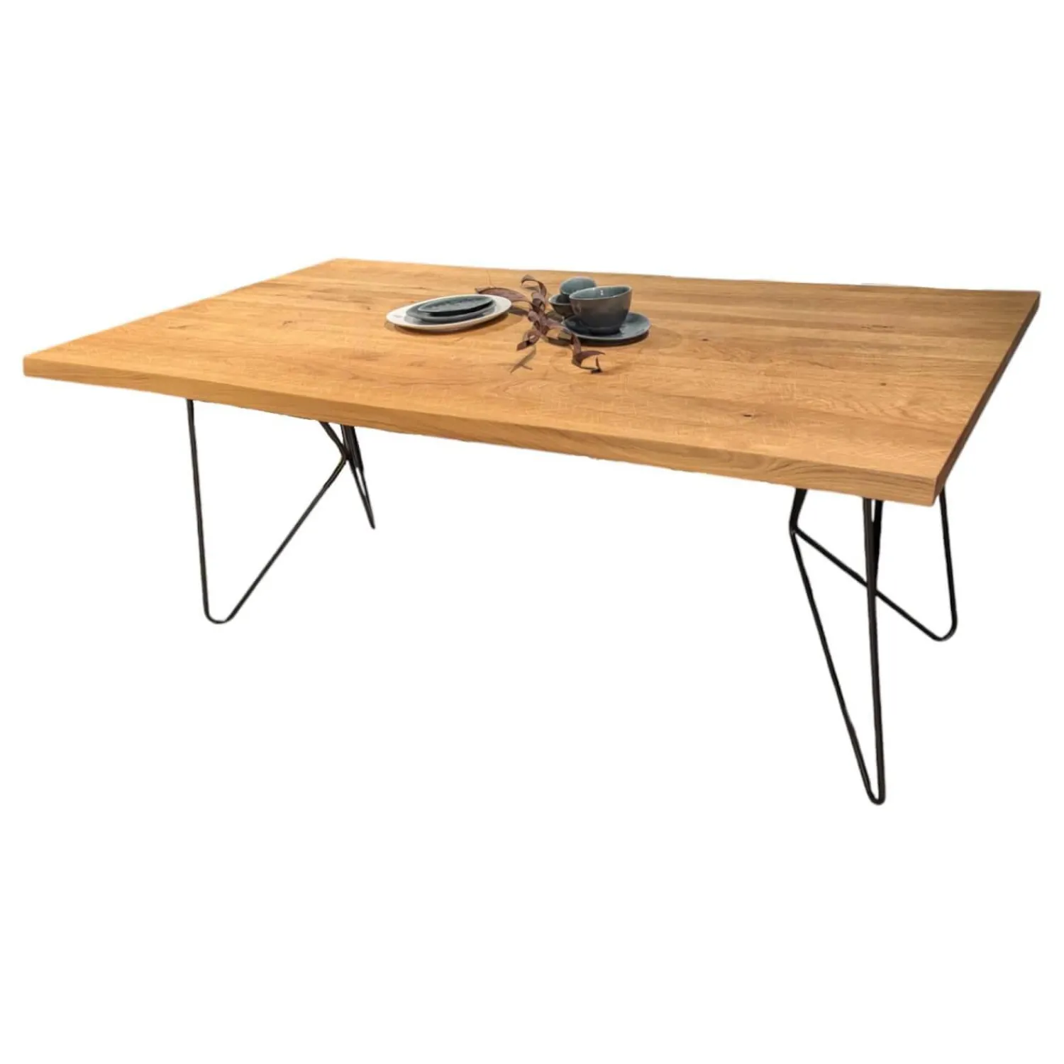 W. Schillig Esstische|Esstisch 41120 Gunnar Platte Wildeiche Gehackt Gestell Und Füße Metall 056 Bronze Schwarz Ohne Deko Ohne Stühle