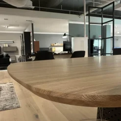 Rolf Benz Esstische|Esstisch 929-212 In Massivholz Eiche Geölt Gestell In Stahl Glatt Lackiert Umbragrau