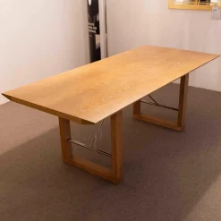 Boxler Esstische|Esstisch 120 Pergola Eiche Gekalkt Verstrebung Edelstahl Poliert