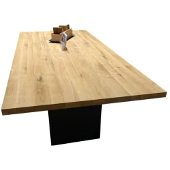 Contur Esstische|Esstisch 3110.1.2.220.1 Platte Astige Eiche Gestell Rohstahl Schwarz Mit 2 Klappeinlagen