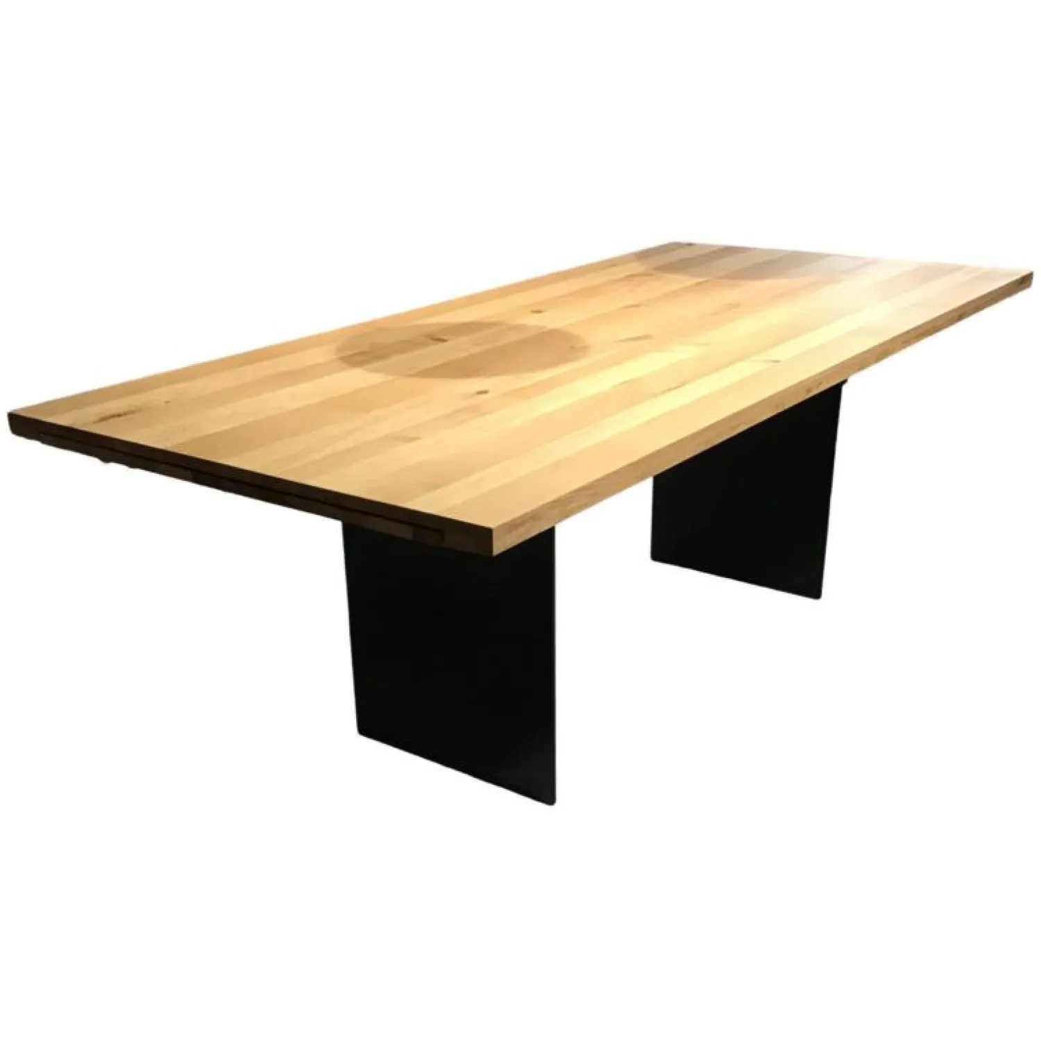 kf furniture Esstische|Esstisch 3110.1.2.220.1 Platte Eiche Astig Wangengestell Rohstahl Schwarz mit Klappeinlage