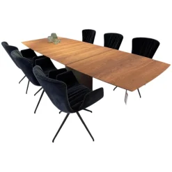 Draenert Esstische|Esstisch Adler 1224 Platte Amerikanischer Nussbaum Natur Gewachst Sockel Oval Bronze Mit Auszug Und Rollen