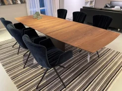 Draenert Esstische|Esstisch Adler 1224 Platte Amerikanischer Nussbaum Natur Gewachst Sockel Oval Bronze Mit Auszug Und Rollen