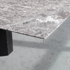 Draenert Esstische|Esstisch Adler ll Platte Gneis Silver Paradiso Grau Geledert Sockel Oval Schwarz Beschichtet Ohne Rollen