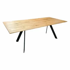 Niehoff Esstische|Esstisch Atelier Platte Charaktereiche Massiv Facettenprofil Gestell Eisen Schwarz