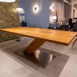 Pönnighaus Esstische|Esstisch Balance Wildeiche Massiv Fußplatte Edelstahl