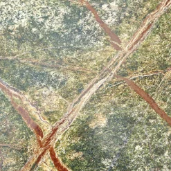 Janua Esstische|Esstisch Basket Stein Platte Rainforest Green Grün Gestell Messinglasur Bronze