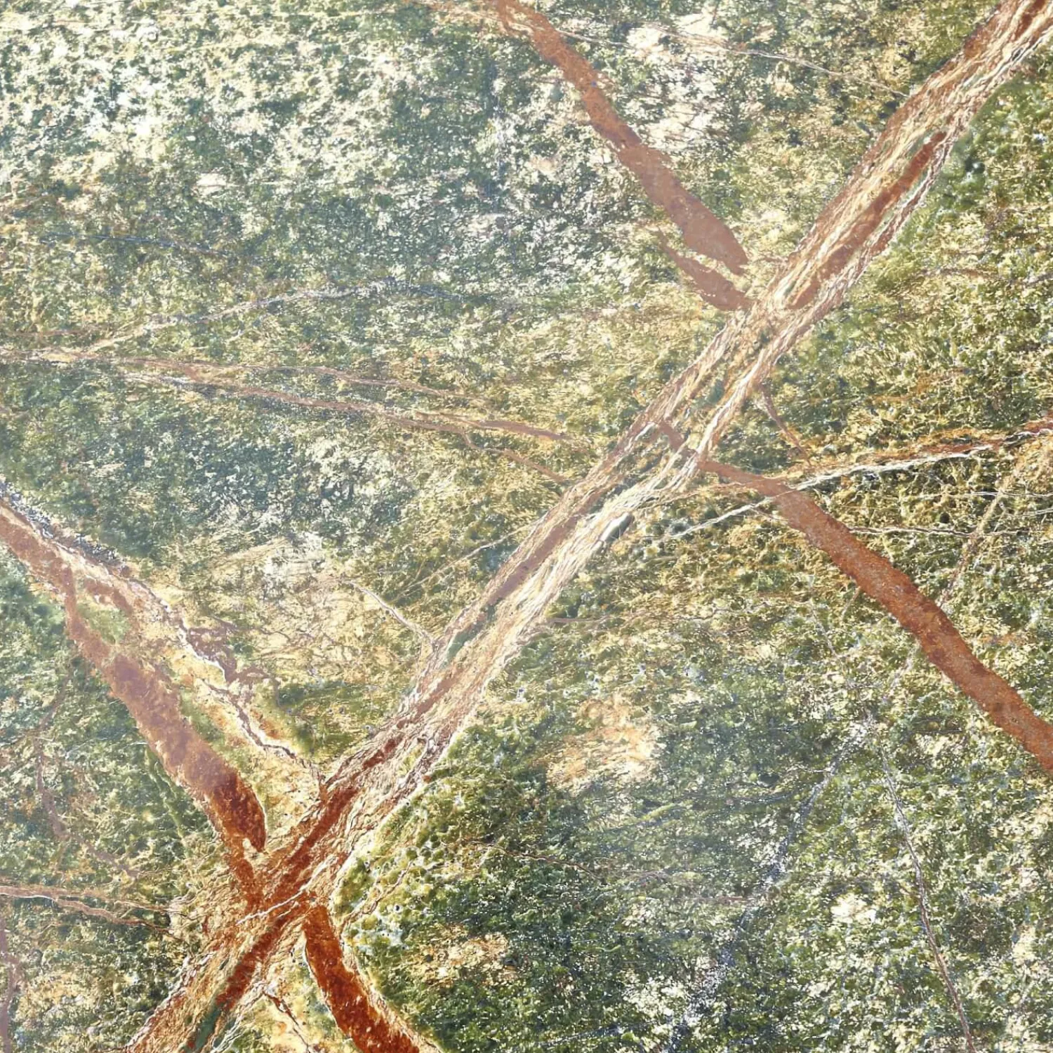 Janua Esstische|Esstisch Basket Stein Platte Rainforest Green Grün Gestell Messinglasur Bronze