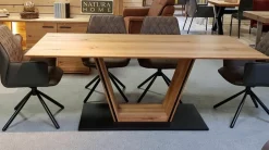 HHK Esstische|Esstisch Bayville Wildeiche Natur Geölt Metallleiste Mattschwarz Lackiert