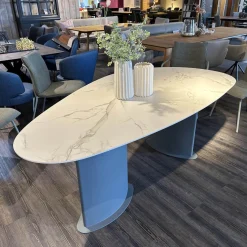 Bert Plantagie Esstische|Esstisch Belia Stein Dekton Natural Aura Gestell Blau Grau RAL 7031 Blue Grey