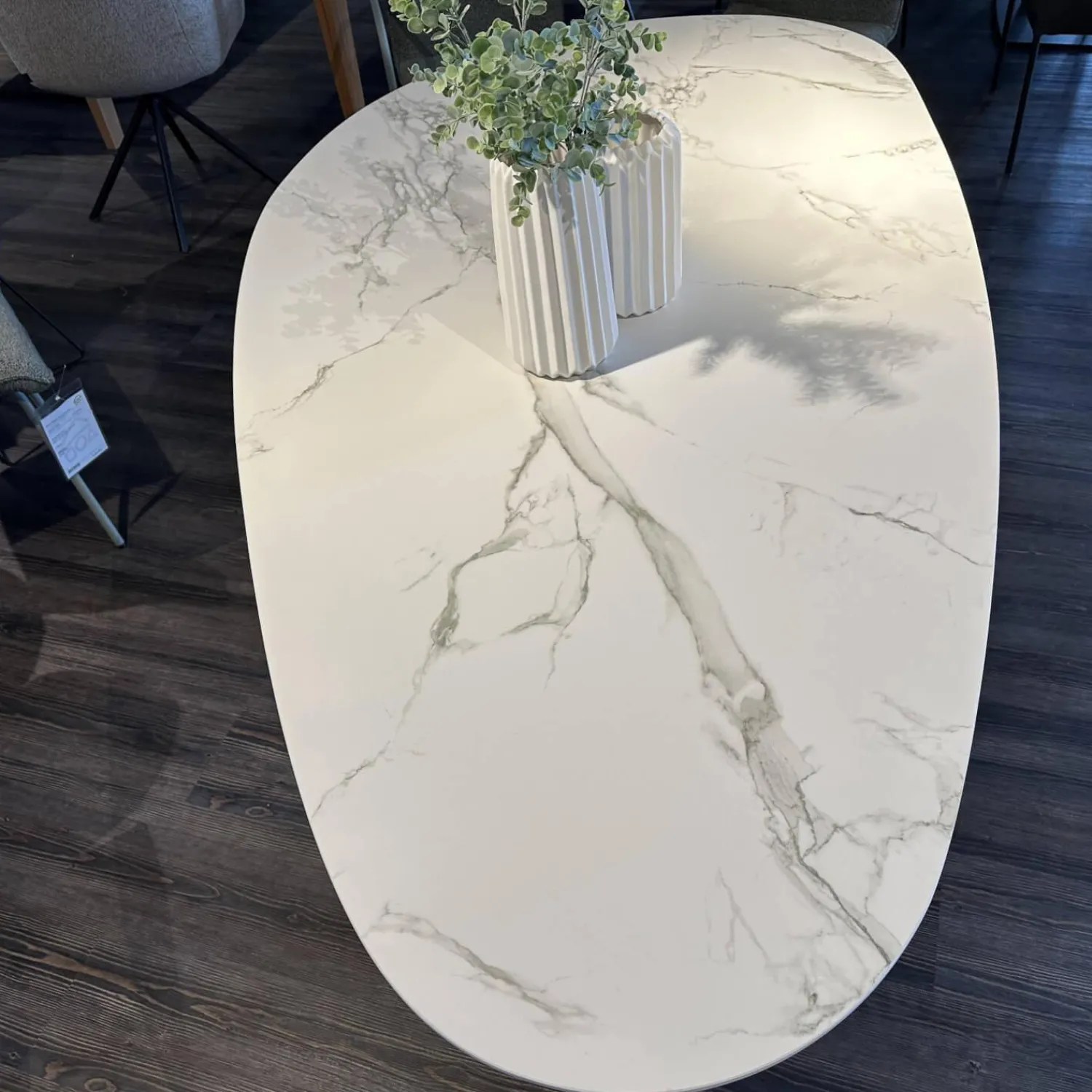 Bert Plantagie Esstische|Esstisch Belia Stein Dekton Natural Aura Gestell Blau Grau RAL 7031 Blue Grey