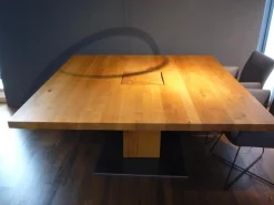 Riva1920 Esstische|Esstisch Boss Executive Quadrat 3 Massivholz Eiche Geölt Bodenplatte Natureisen Matt Transparent Lackiert