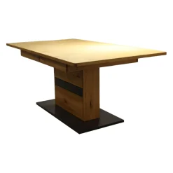 MCA Esstische|Esstisch Brest Wildeiche Geölt Bodenplatte Schwarzgrau Mit Synchronauszug