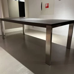 Bert Plantagie Esstische|Esstisch Bridge Tischplatte Hpl Duropal Open Ovid Muskat RVS 37011 Schwarz Braun Gestell Metall Chrom