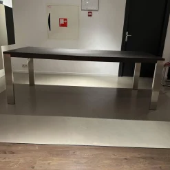 Bert Plantagie Esstische|Esstisch Bridge Tischplatte Hpl Duropal Open Ovid Muskat RVS 37011 Schwarz Braun Gestell Metall Chrom