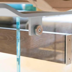 kf furniture Esstische|Esstisch Contur Eiche Astig Gebürstet Geräuchert Und Weiß Geölt Mit Glaswangen Optiwhite Mit Auszug