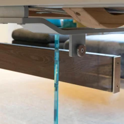 kf furniture Esstische|Esstisch Contur Eiche Astig Gebürstet Geräuchert Und Weiß Geölt Mit Glaswangen Optiwhite Mit Auszug