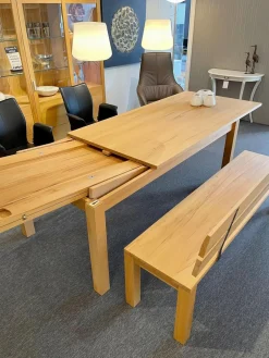 Rodam Essgruppen|Esstisch Dacapo Kernbuche Massiv Natur Geölt Mit Klappeinlage Inklusive Sitzbank