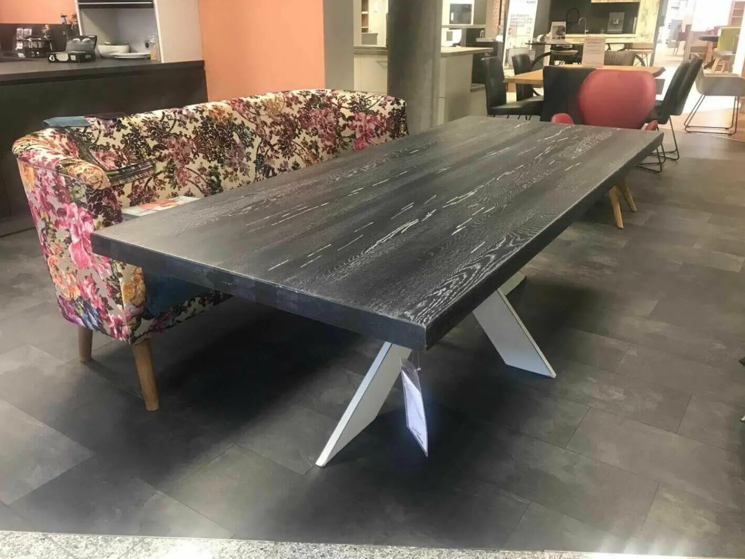 Bodahl Esstische|Esstisch Denver Chicago Eiche Rustikal Shadow 240 x 100 Fuß Metall Weiß Antik