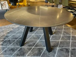 Interlübke Esstische|Esstisch Duero Rund Tischplatte Keramik LC 7011 Schwarz Mit Weißen Akzenten Gestell Metall Pulverbeschichtet Schwarz