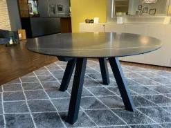 Interlübke Esstische|Esstisch Duero Rund Tischplatte Keramik LC 7011 Schwarz Mit Weißen Akzenten Gestell Metall Pulverbeschichtet Schwarz