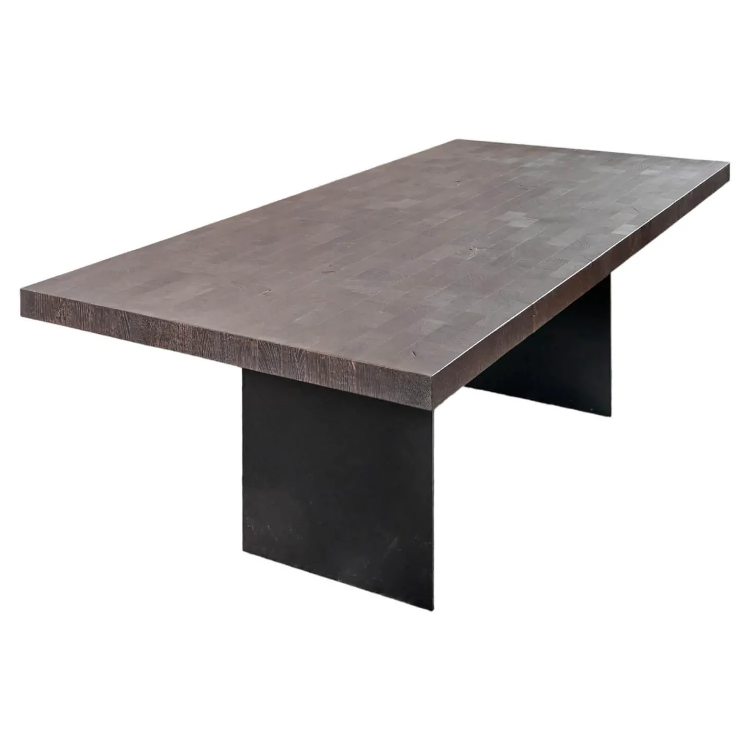 ASCO Esstische|Esstisch Duo Brandeiche Schwarz Strukturiert Und Gebürstet Geölte HolzausführungHirnholzblöcke Schwarz Füße Stahl Pulverbeschichtet Schwarz