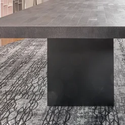 ASCO Esstische|Esstisch Duo Brandeiche Schwarz Strukturiert Und Gebürstet Geölte HolzausführungHirnholzblöcke Schwarz Füße Stahl Pulverbeschichtet Schwarz