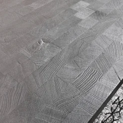 ASCO Esstische|Esstisch Duo Brandeiche Schwarz Strukturiert Und Gebürstet Geölte HolzausführungHirnholzblöcke Schwarz Füße Stahl Pulverbeschichtet Schwarz