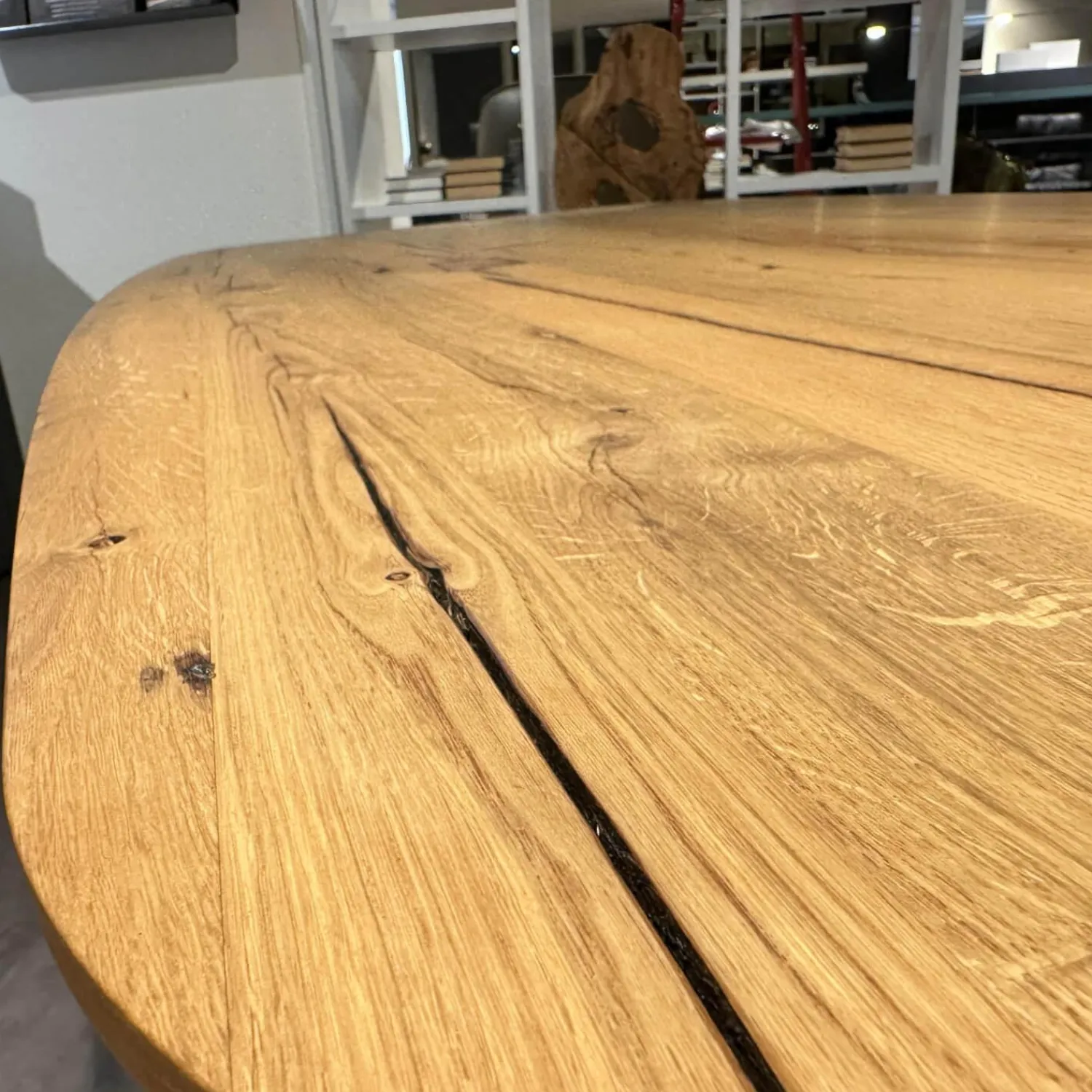 Janua Esstische|Esstisch Eiche Altholz Natur Geölt Gestell Aluminium Eloxiert C33 Bronze