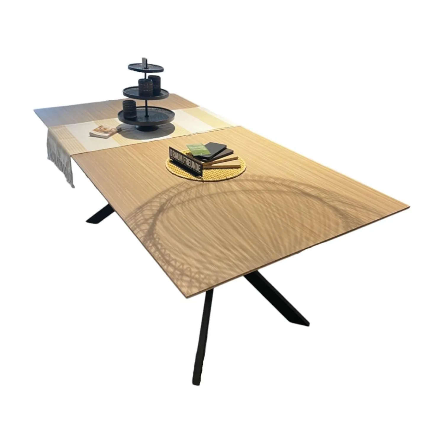 Raum.Freunde Esstische|Esstisch Eldur Platte Bambus 75 Cloud Gestell Boomerang Metall Schwarz Pulverbeschichtet