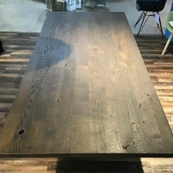 kf furniture Esstische|Esstisch Erik Eiche mit gerader Kante Gestell Rohstahl Kaltgewalzt