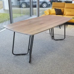 Raum.Freunde Esstische|Esstisch Erik Typ 4750 Platte Astige Eiche Geräuchert Gestell Metall Rundrohr Schwarz