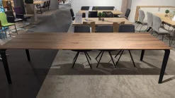 Gwinner Esstische|Esstisch ET524 200 Platte Nussbaum Natur Geplankt Lackiert Gestell Schwarz Lackiert Mit Auszug Ohne Stühle