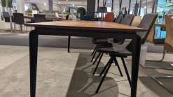 Gwinner Esstische|Esstisch ET524 200 Platte Nussbaum Natur Geplankt Lackiert Gestell Schwarz Lackiert Mit Auszug Ohne Stühle