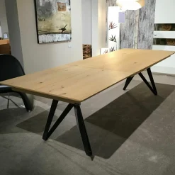 Venjakob Esstische|Esstisch ET116 Ron Wildeiche Hell Soft Gebürstet Gestell Anthrazit mit Klappeinlage